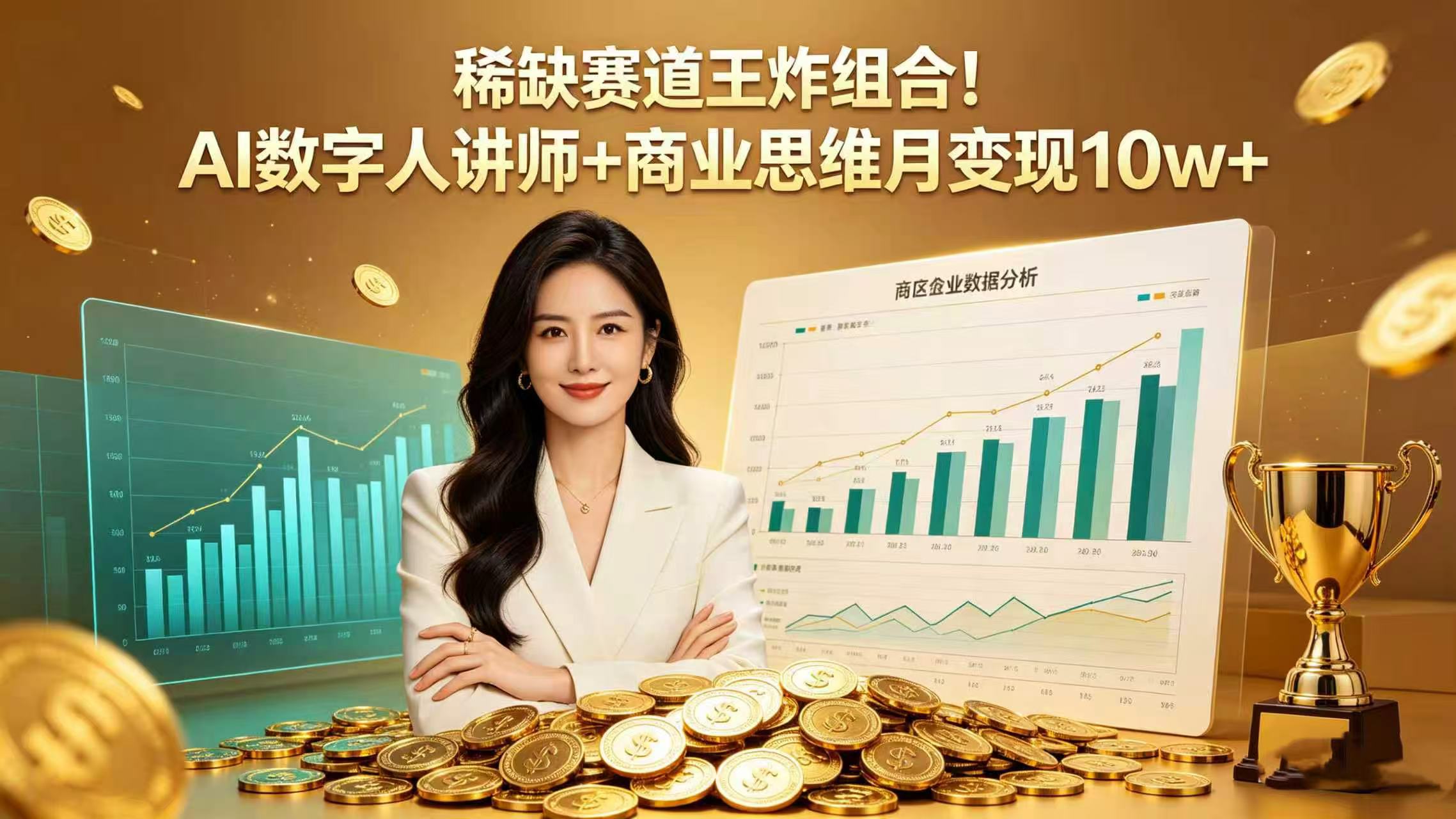 稀缺赛道王炸组合！AI 数字人讲师 + 商业思维 月变现 10w+-cmzhiku