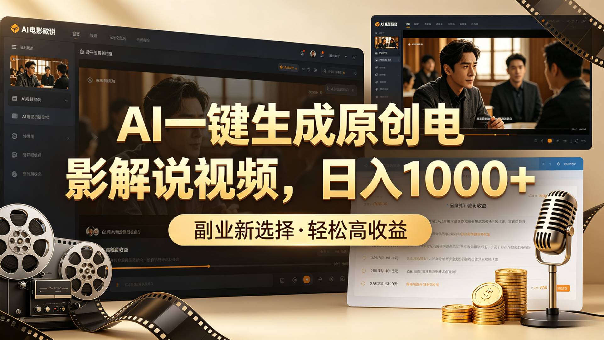 AI一键生成原创电影解说视频,日入1000+!-cmzhiku