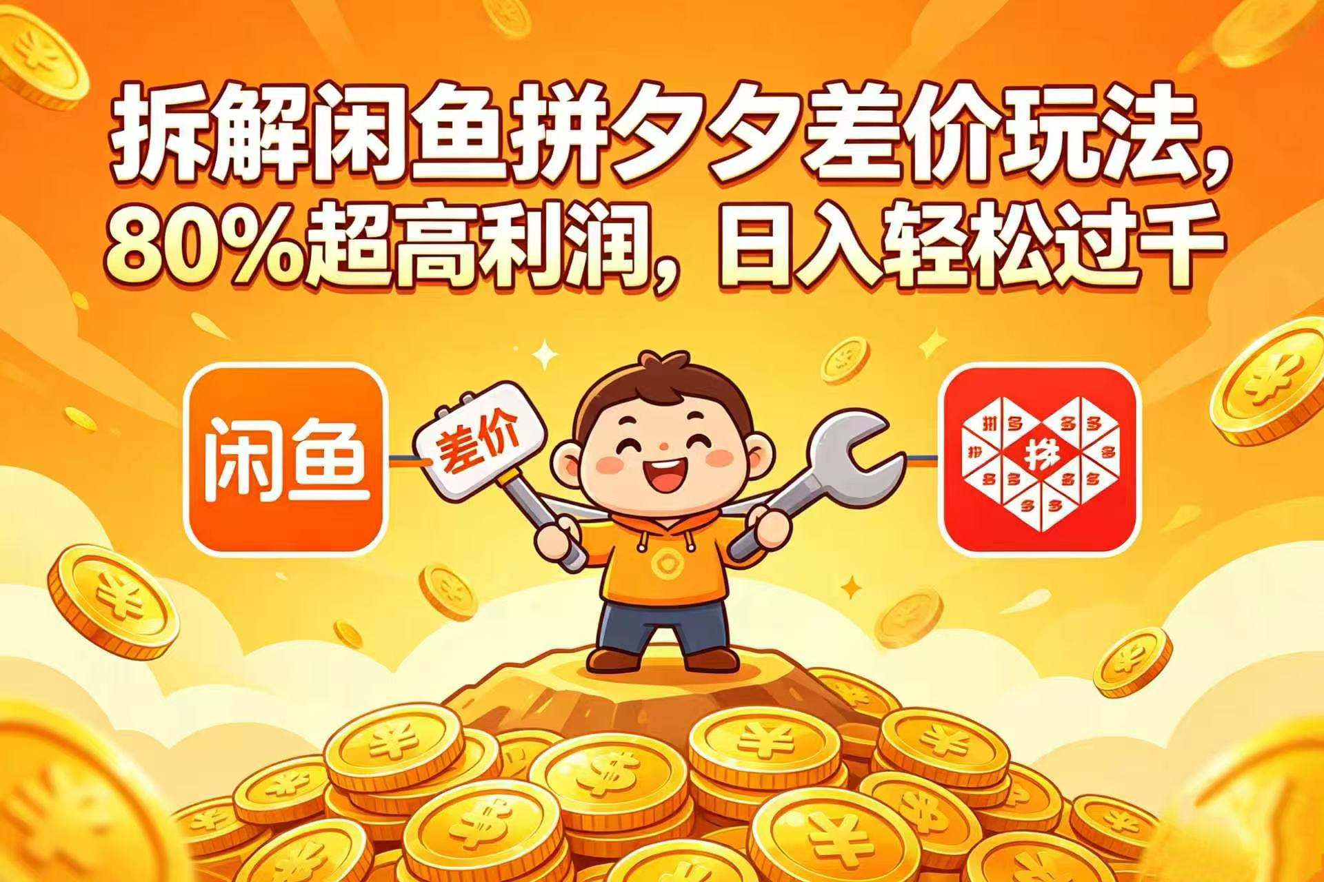 拆解闲鱼拼夕夕差价玩法,80% 超高利润,日入轻松过千-cmzhiku