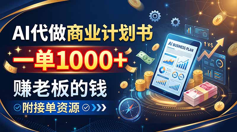 AI代做商业计划书，一单1000+，赚老板的钱，附接单资源-cmzhiku
