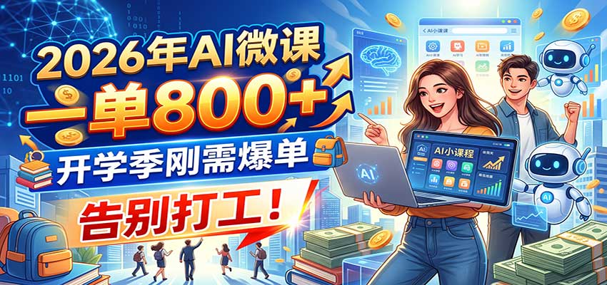 2026年AI微课，一单800+，开学季刚需爆单，告别打工！-cmzhiku
